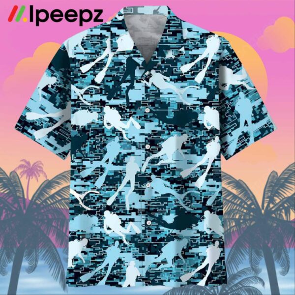 Scuba Diving Hard Camouflage Hawaiian Shirt