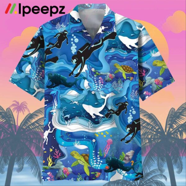 Scuba Diving Whale Hawaiian Shirt