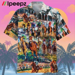 Vintage Horse Racing Art Hawaiian Shirt